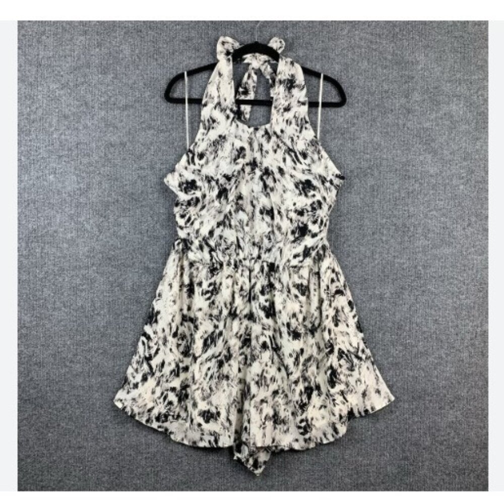 Express Black and White Romper, Tie Neck Halter NWT Size XL